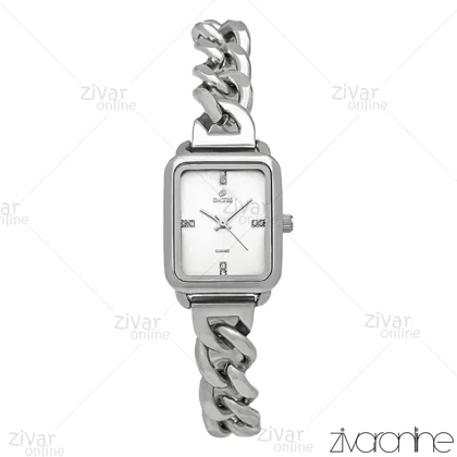 ساعت داتیس زنانه بند کارتیری تمام نقره ای صفحه مهندسی 107222