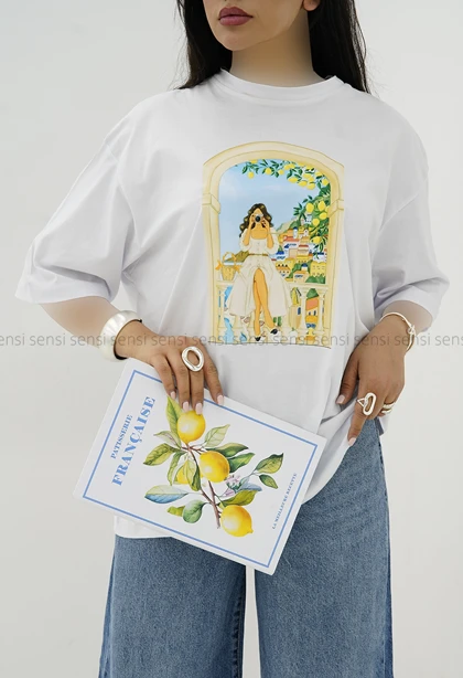 تیشرت لانگ چاپی کد1006258