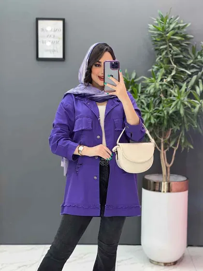 مانتو کتان زاپ‌دار ریش دار