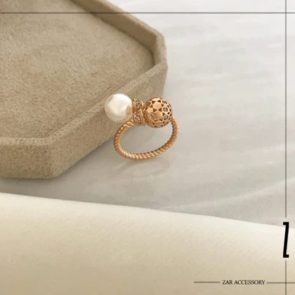 انگشتر کاف مروارید و گوی مشبک