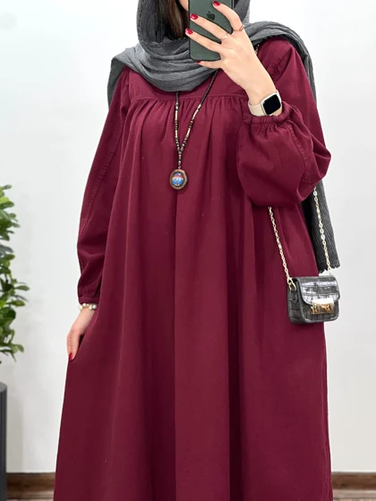 پیراهن مانتویی بلند کتان پنبه 3