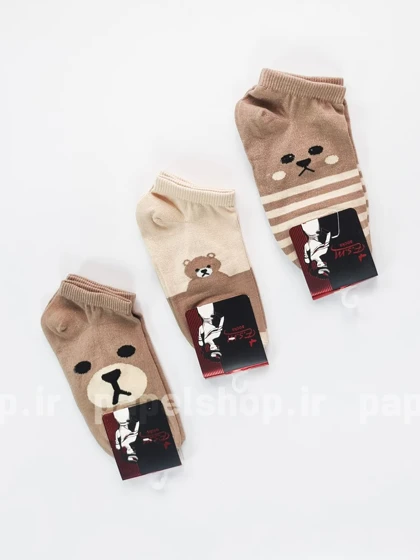 جوراب مچی دورنگ طرح خرس