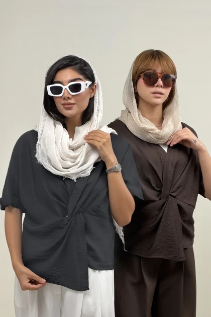 شومیز شیشه ای گره‌ای یک طرف هلال