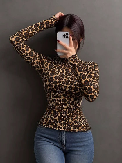 بلوز پلنگی یقه چین سابلا