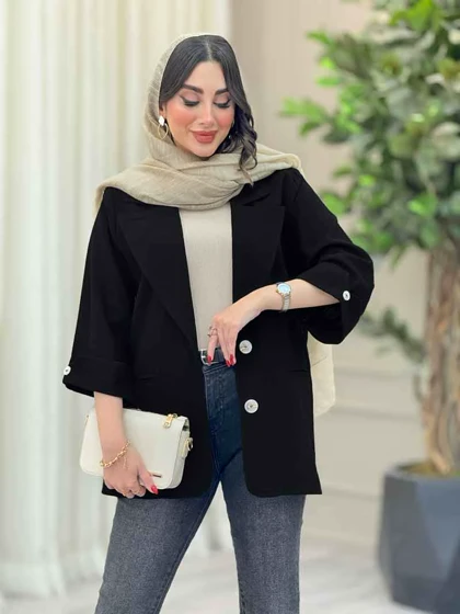 مانتو آستین پاکتی جیب نما ترگل