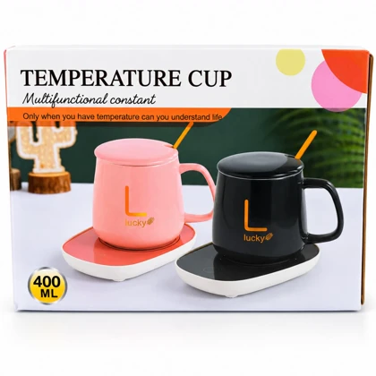 ماگ گرم کن دار لاکی Lucky مدل Temperature Cup ظرفیت 400 میلی لیتر