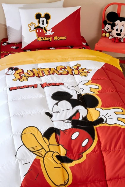 سرویس خواب یک نفره Özdilek مدل Mickey Funtastic پنبه - قرمز