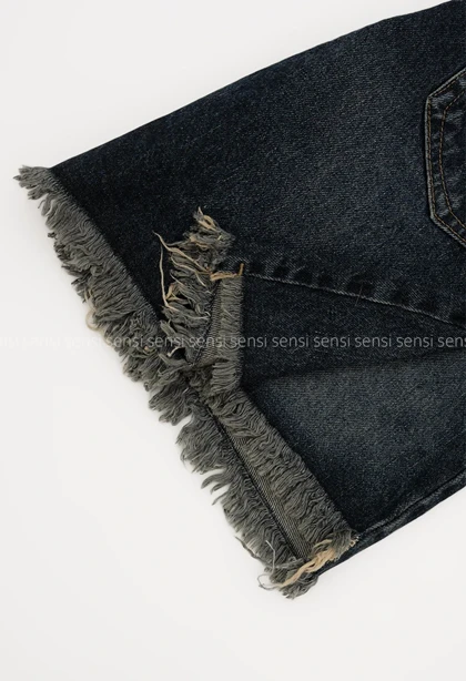 شلوارک جین پایین ریش کد1005732