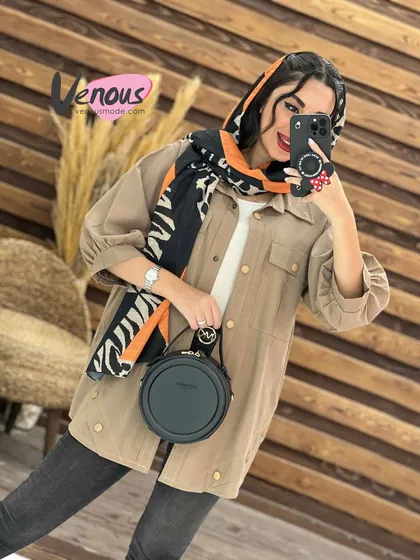 مانتو آستین سه ربع جلو دکمه