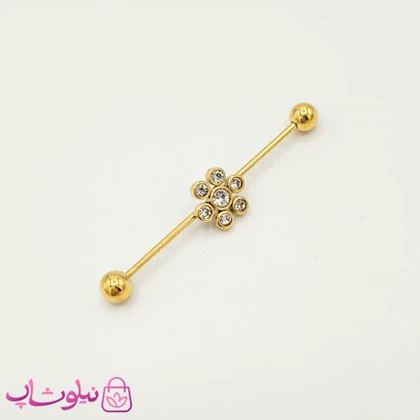 پیرسینگ گوش نگین‌دار طلایی کد 891
