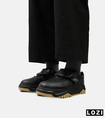 کفش کتانی بگ دار مردانه و زنانه مشکی کرم BERSHKA
