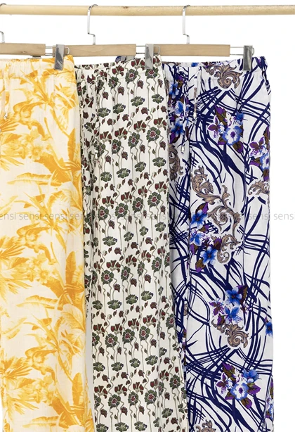 شلوار بگ طرح دار لینن کد1005316