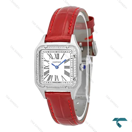 ساعت کارتیه دومونت زنانه دورنگین بند قرمز Cartier-7772-L