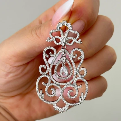 گوشواره طرح جواهر بزرگ کد 1210