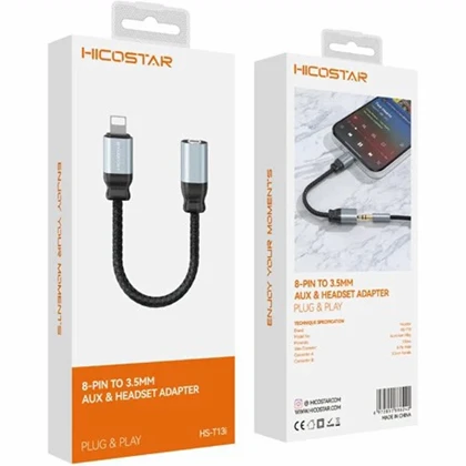 مبدل لایتنینگ به جک 3.5 میلی متری هایکو استار HICOSTAR مدل HS-T13i