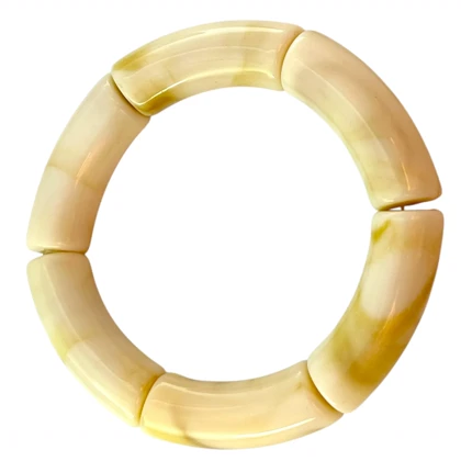 دستبند زنانه بنگل رزینی چندتکه مدل لورا کرم–شیری