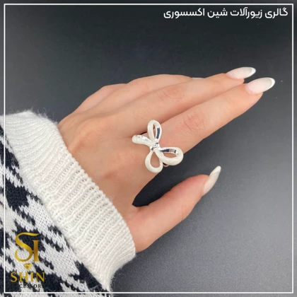 انگشتر زنانه میناکاری شده /ابکاری نقره کد azm16