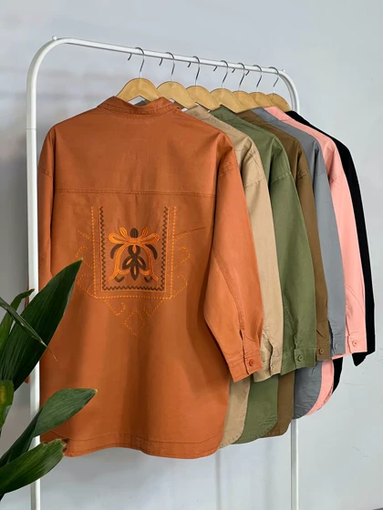 مانتو جین رنگی گلدوزی