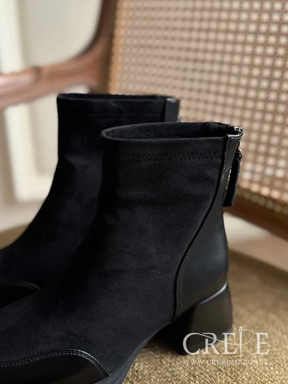 نیم بوت مخمل چرم پاشنه 5/5 سانت