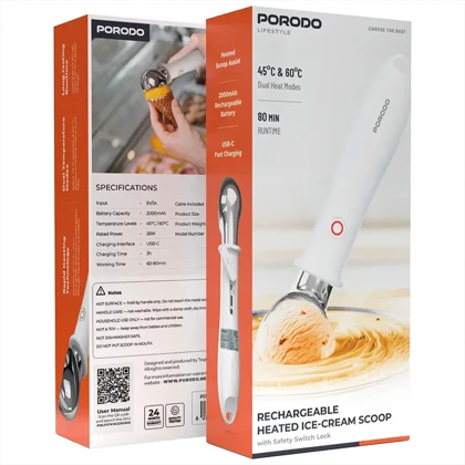 اسکوپ بستنی پورودو Porodo مدل PDLFSTKW2310WH شارژی