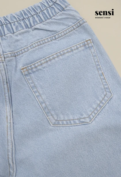شلوار جین راسته half bag پشت کش زاپ‌دار