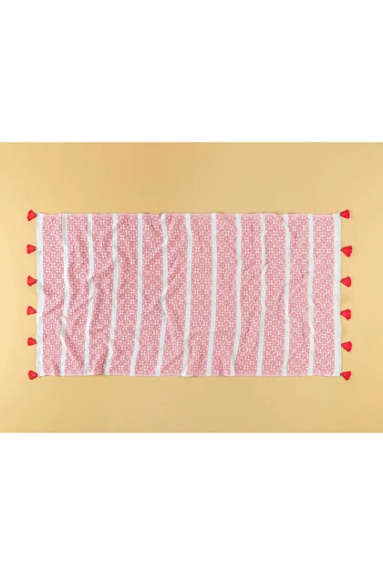پشتمال ژاکارد Madame Coco مدل Aphelıe - قرمز/خاکستری