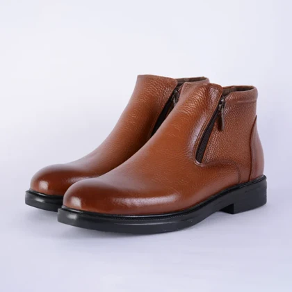 بوت مردانه دو زیپ عسلی و مشکی 506