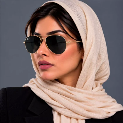 عینک آفتابی ری بن مردانه طلایی عدسی مشکی RB 3026/30