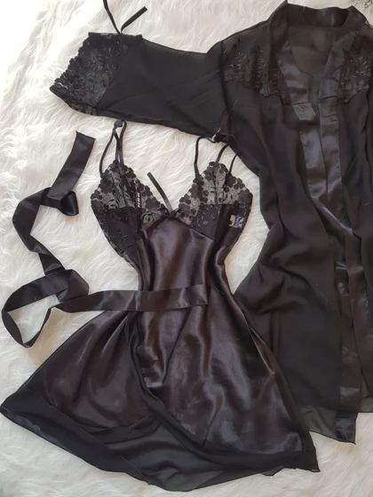 لباس خواب ساتن حریر دو تیکه NBB کد :3820