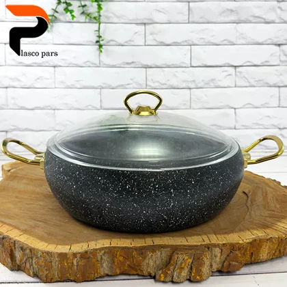 تابه 28 خمره ای دودسته درب پیرکس مشکی هاناتک