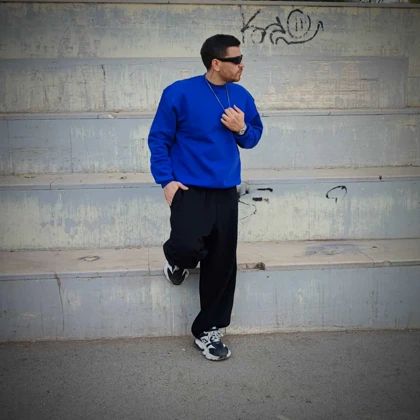 ست دورس کاپلی سه‌نخ پنبه خارخورده | مدل BASIC آبی و سفید برای زوج‌ها 💙🤍