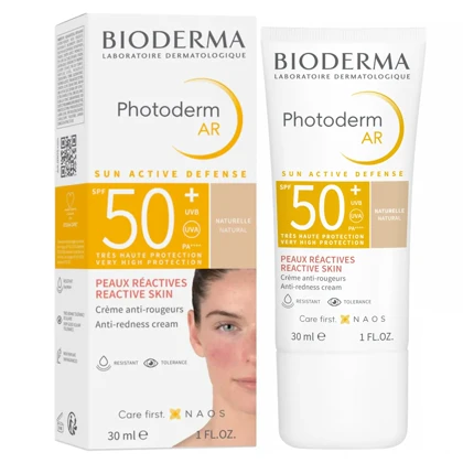 کرم ضد آفتاب رنگی و ضد قرمزی بایودرما Bioderma مدل Photoderm AR SPF 50 حجم 30 میلی‌لیتر مناسب پوست حساس و دارای قرمزی