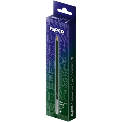 مداد مشکی HB پاپکو مدل PS-16OHB0212 با سختی HB پک 12 عددی