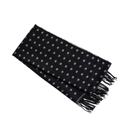 شال گردن طرح خال‌خالی مشکی و طوسی