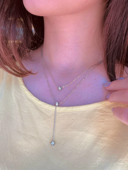 گردنبند دولاین تک نگین