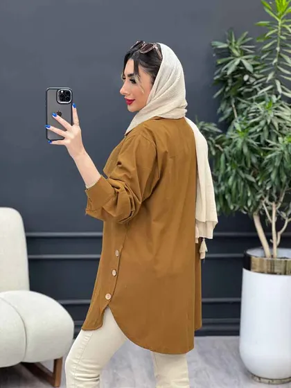 مانتو جیب نما بغل سه دکمه