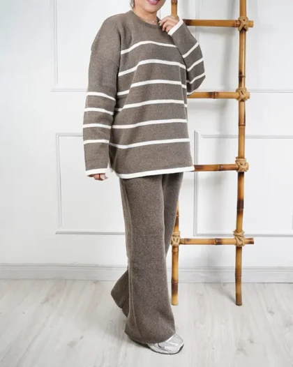 ست پاییزه بلوز شلوار بافت 2051