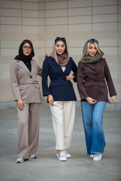 کت زنانه بلدینگ کمر بنددار