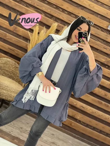 مانتو کتیبه آستین پفی