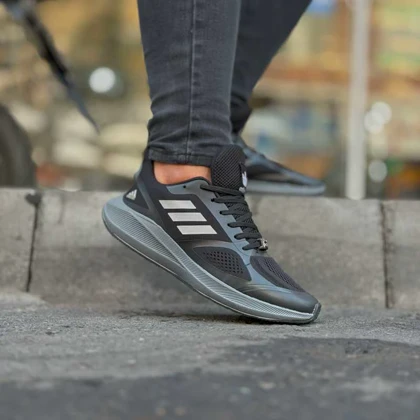 کتانی آدیداس راحتی مشکی طوسی سایز بزرگ کد 5278