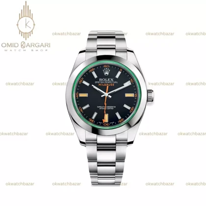 ساعت مچی رولکس میلگاس سیلور صفحه مشکی Rolex Milgauss