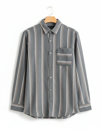 پیراهن پشمی راه راه طوسی و نارنجی - طراحی مینیمال پرمیوم