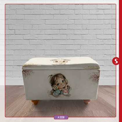 صندوق اسباب بازی چوبی اتاق کودک برند مینوریا طرح دخترانه کد p-507