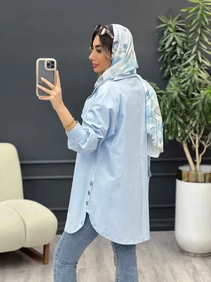 مانتو جیب نما بغل سه دکمه