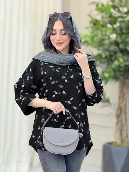 شومیز طرح گل آستین پاگن