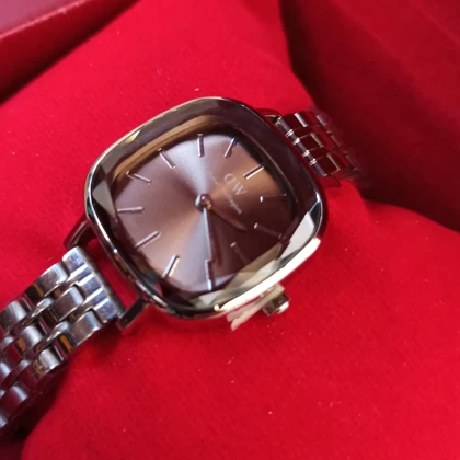 ساعت مچی زنانه DW آینه ای صفحه قهوه ای بند سیلور