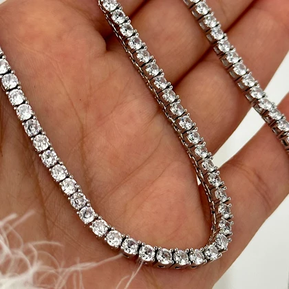 نیم ست دستبند گردنبند تنیسی گرد کد 901