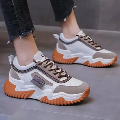 کتانی لژدار زنانه قهوه‌ای فشن Women’s Brown Platform Fashion Sneakers