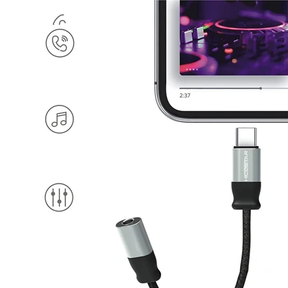 مبدل صدای تایپ سی به AUX هایکواستار hicostar مدل HS-T12C طول 12cm