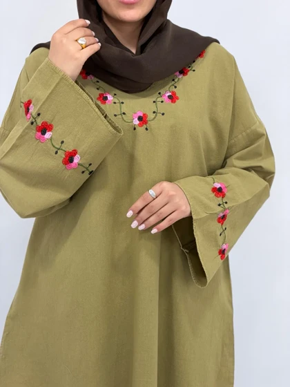 مانتو لینن گلدوزی نرگس کد 7033